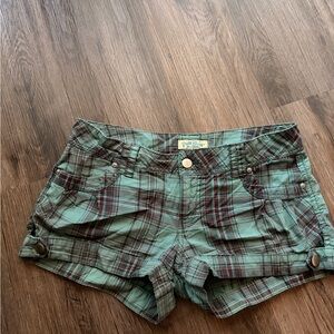 Paris Blues Y2K Low Rise Plaid Shorts